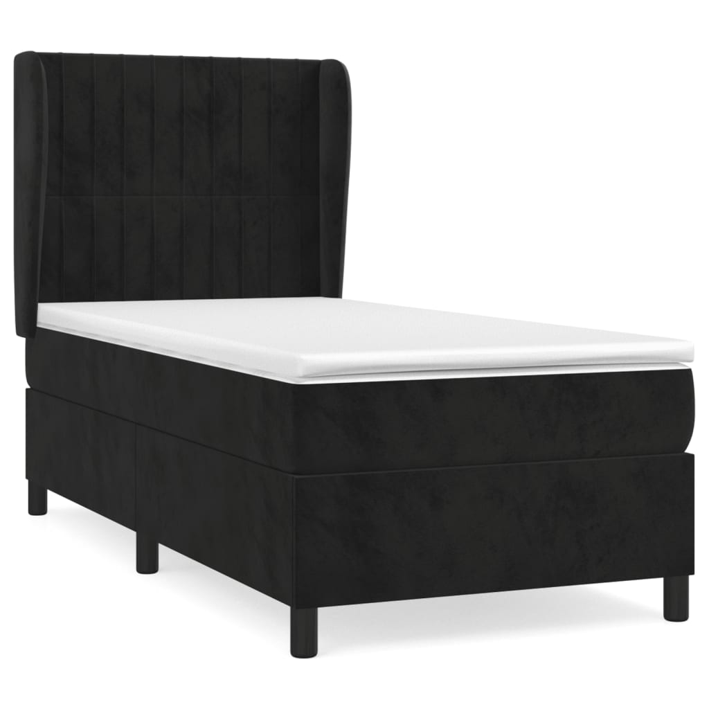 Sommier à lattes de lit avec matelas Noir 100x200 cm Velours - XIOS
