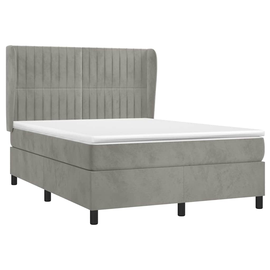 Sommier à lattes de lit et matelas Gris clair 140x190cm Velours
