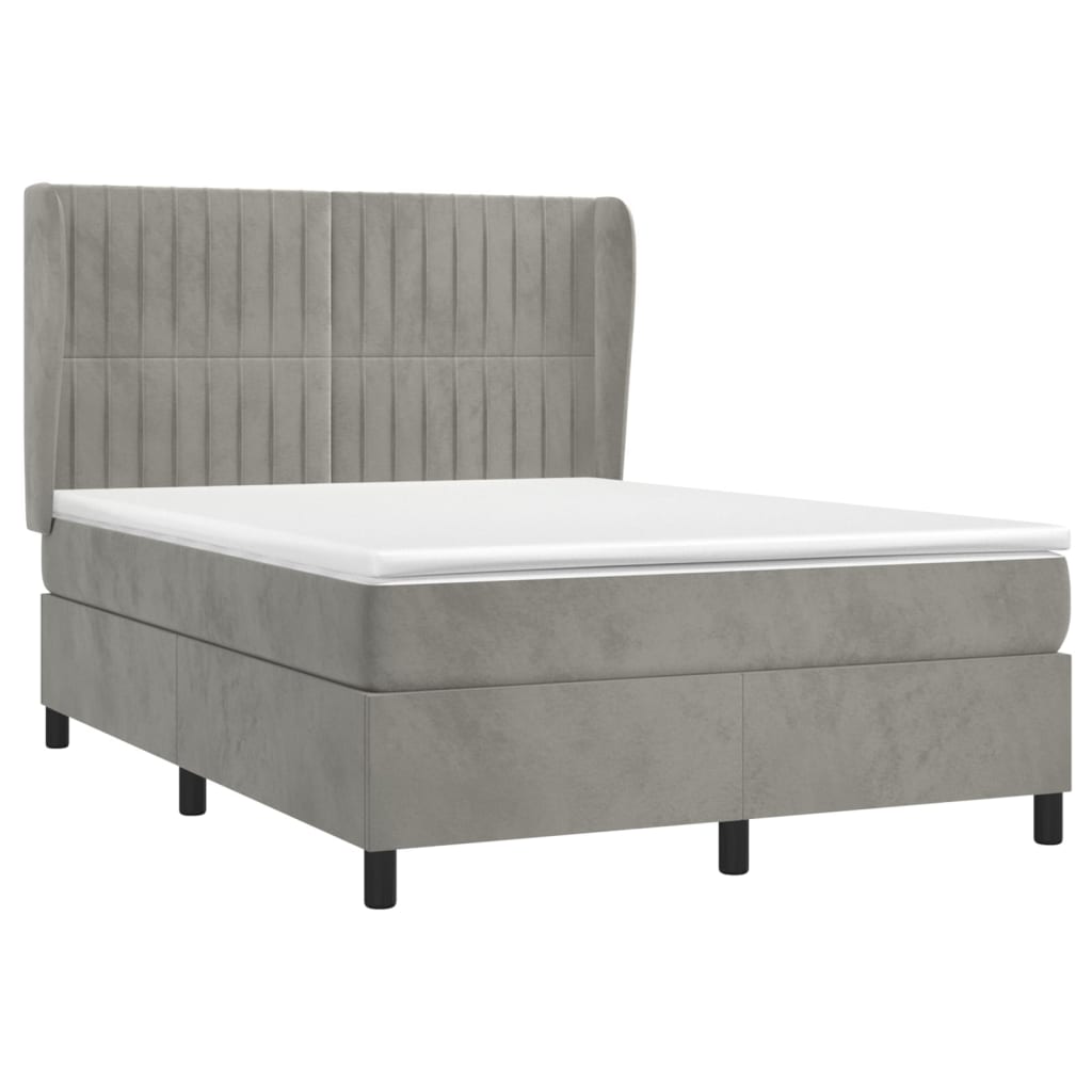 Sommier à lattes de lit et matelas Gris clair 140x190cm Velours - XIOS