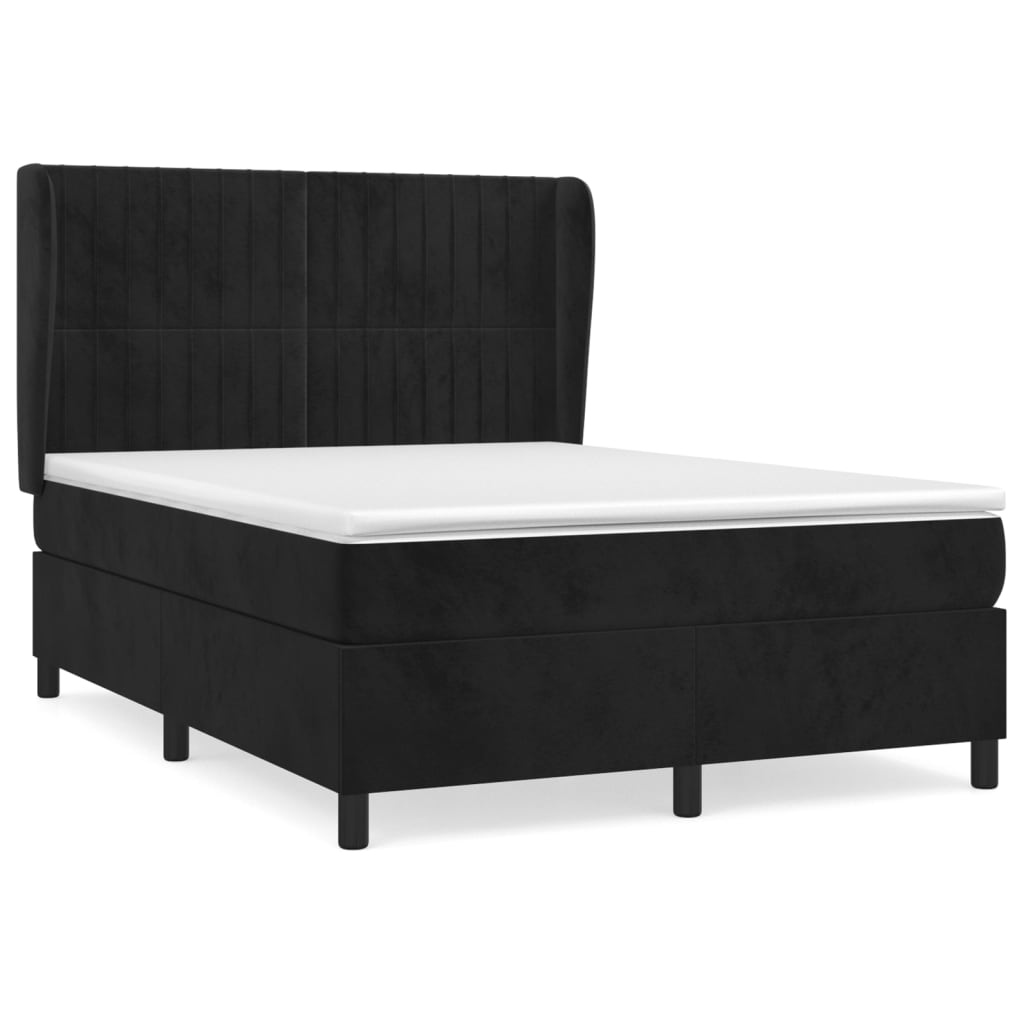 Sommier à lattes de lit avec matelas Noir 140x190 cm Velours - XIOS