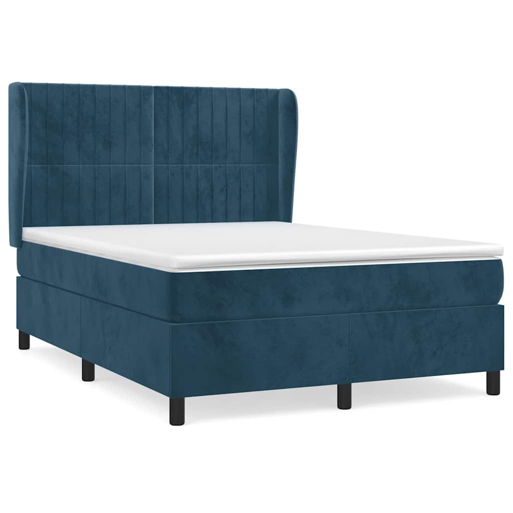 Sommier à lattes de lit et matelas Bleu foncé 140x190cm Velours - XIOS