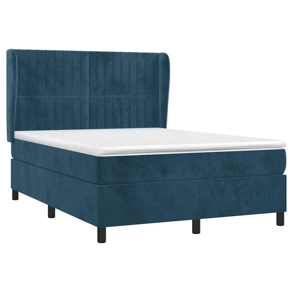 Sommier à lattes de lit et matelas Bleu foncé 140x190cm Velours - XIOS