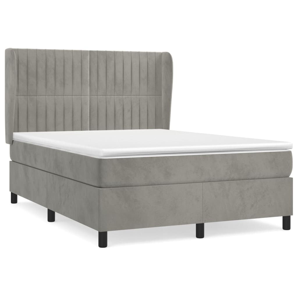 Sommier à lattes de lit et matelas Gris clair 140x200cm Velours - XIOS