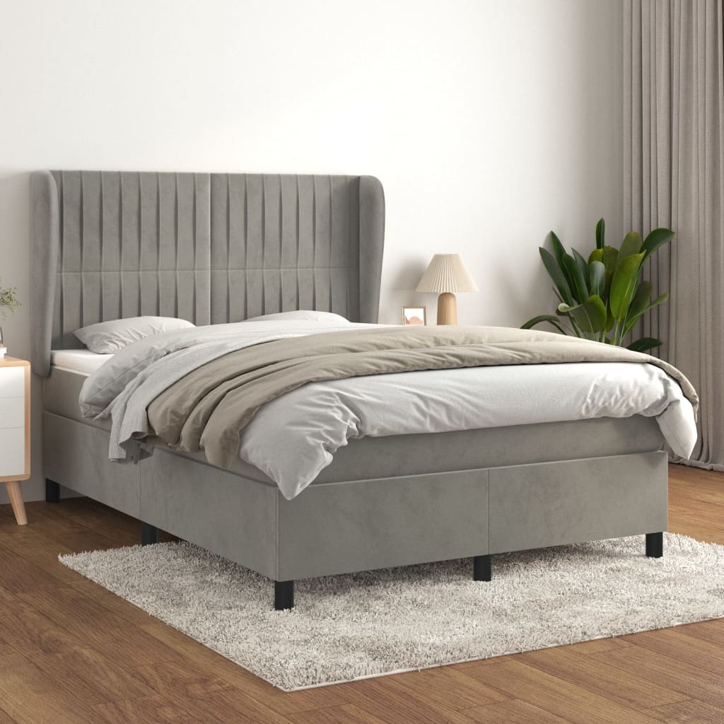 Sommier à lattes de lit et matelas Gris clair 140x200cm Velours - XIOS