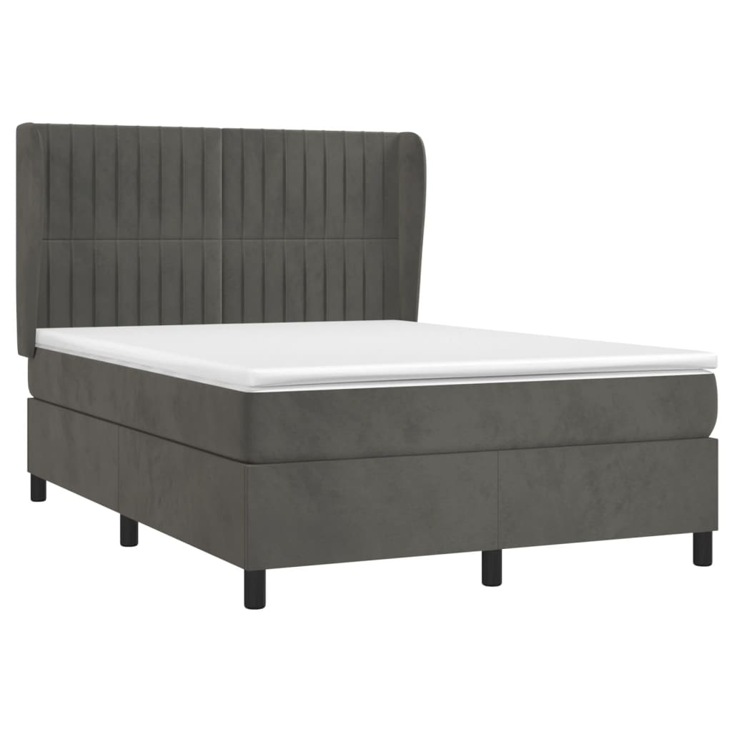 Sommier à lattes de lit et matelas Gris foncé 140x200cm Velours - XIOS