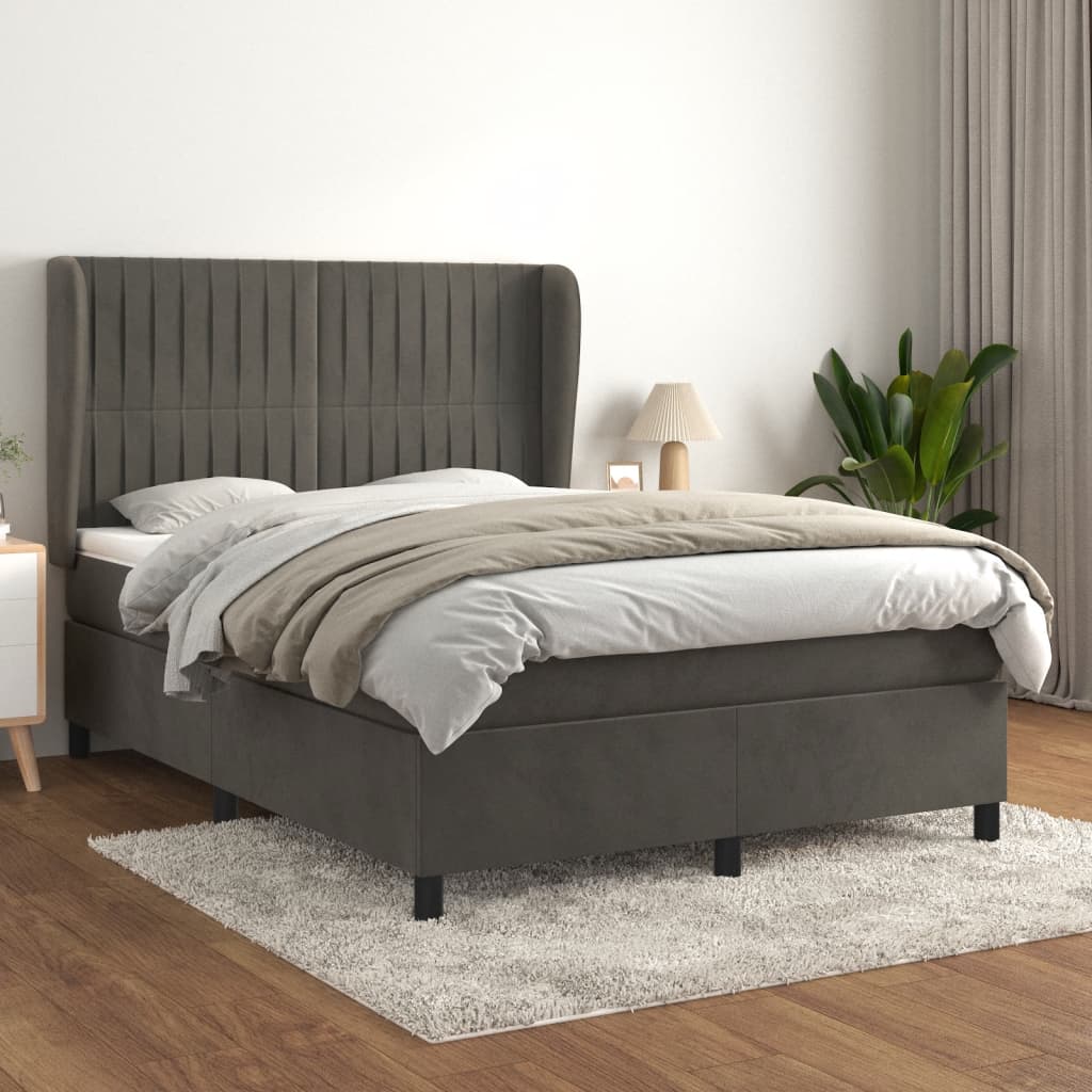 Sommier à lattes de lit et matelas Gris foncé 140x200cm Velours - XIOS