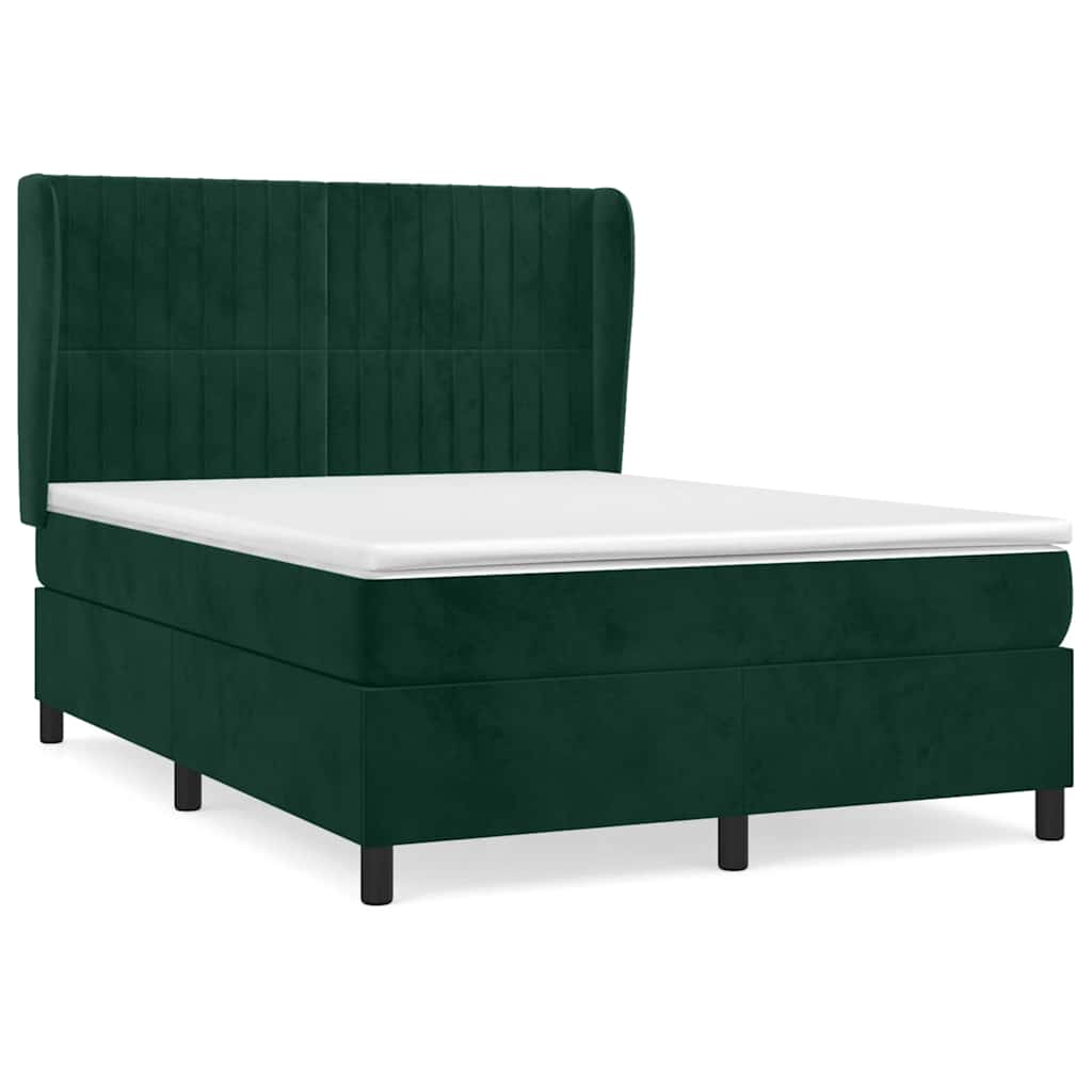 Sommier à lattes de lit et matelas Vert foncé 140x200cm Velours