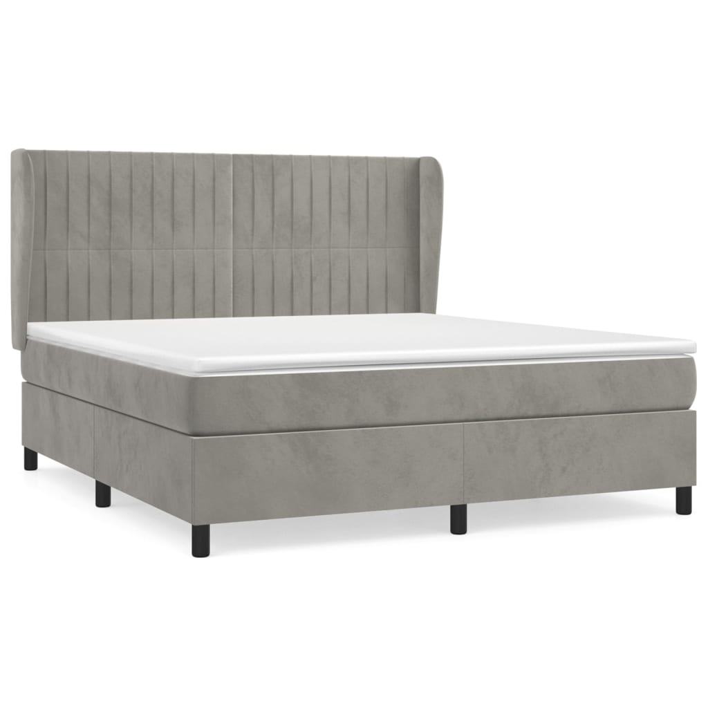 Sommier à lattes de lit et matelas Gris clair 160x200cm Velours - XIOS