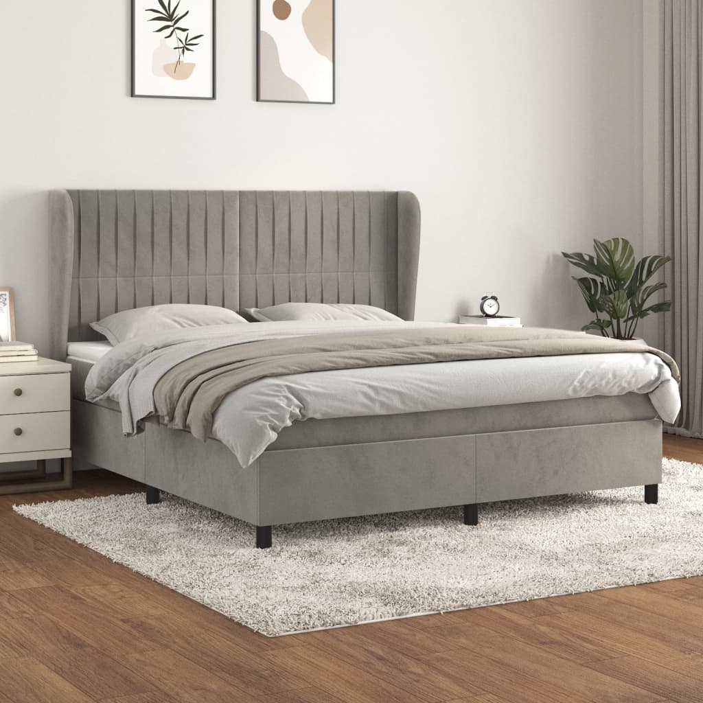 Sommier à lattes de lit et matelas Gris clair 160x200cm Velours - XIOS