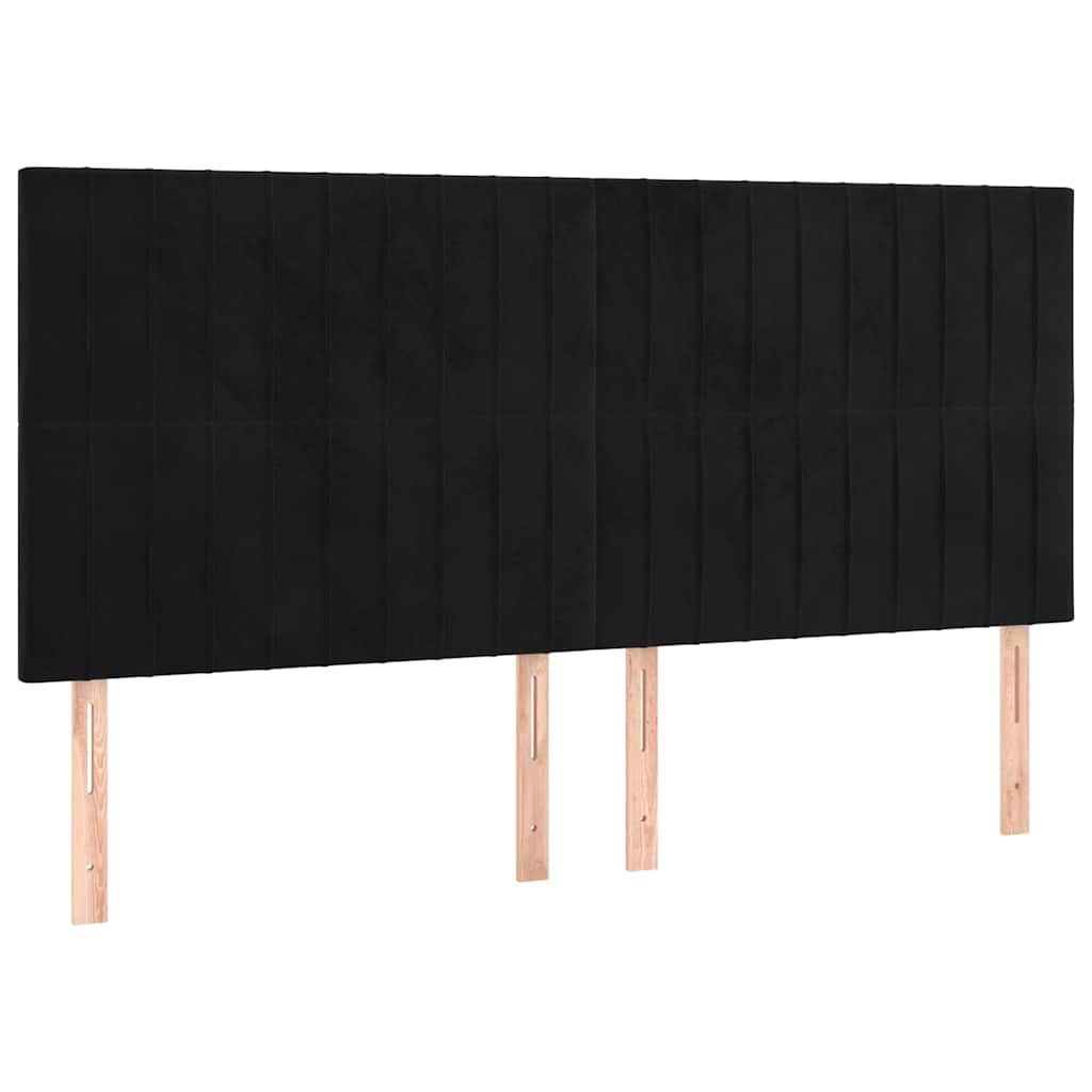 Sommier à lattes de lit et matelas Noir 160x200 cm Velours