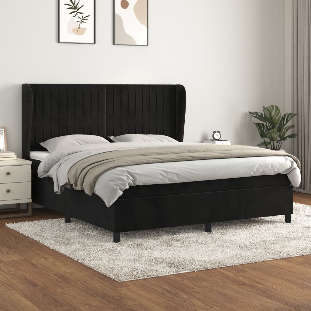 Sommier à lattes de lit et matelas Noir 160x200 cm Velours - XIOS