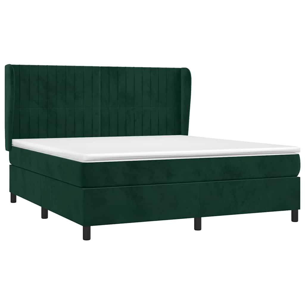 Sommier à lattes de lit et matelas Vert foncé 160x200cm Velours
