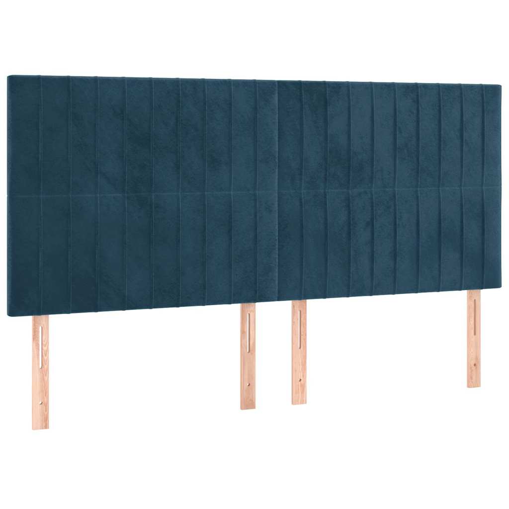 Sommier à lattes de lit et matelas Bleu foncé 160x200cm Velours