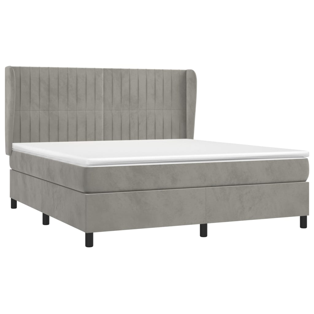 Sommier à lattes de lit et matelas Gris clair 180x200cm Velours - XIOS