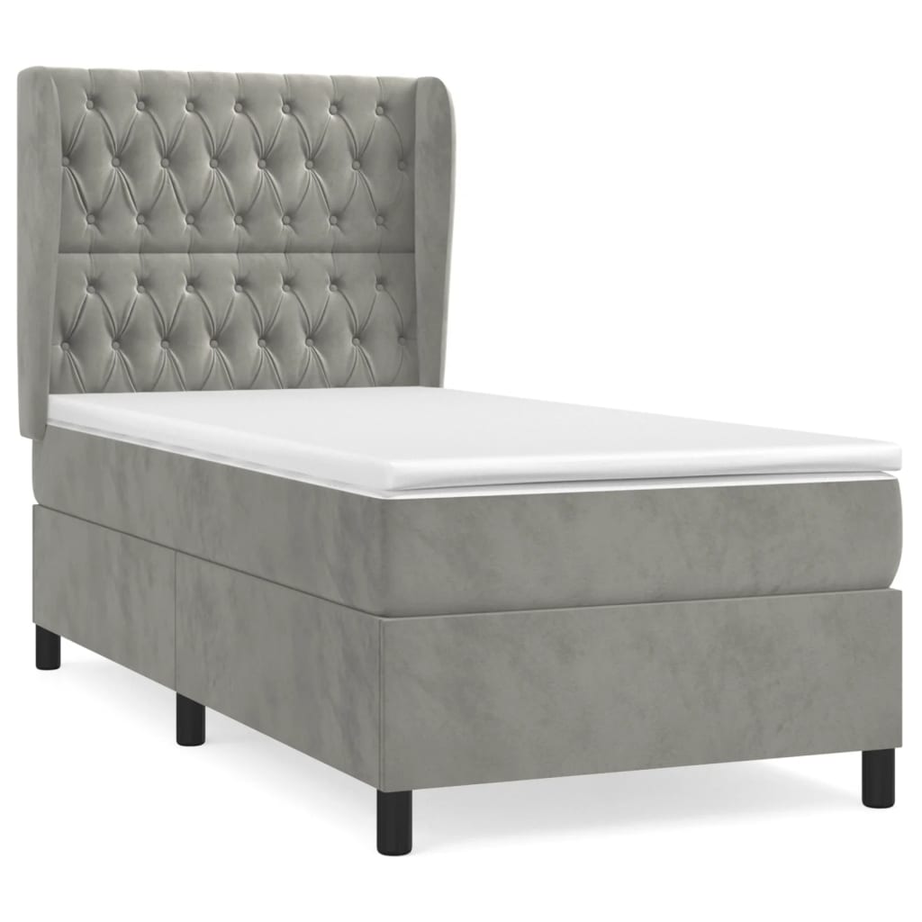 Sommier à lattes de lit et matelas Gris clair 80x200 cm Velours - XIOS