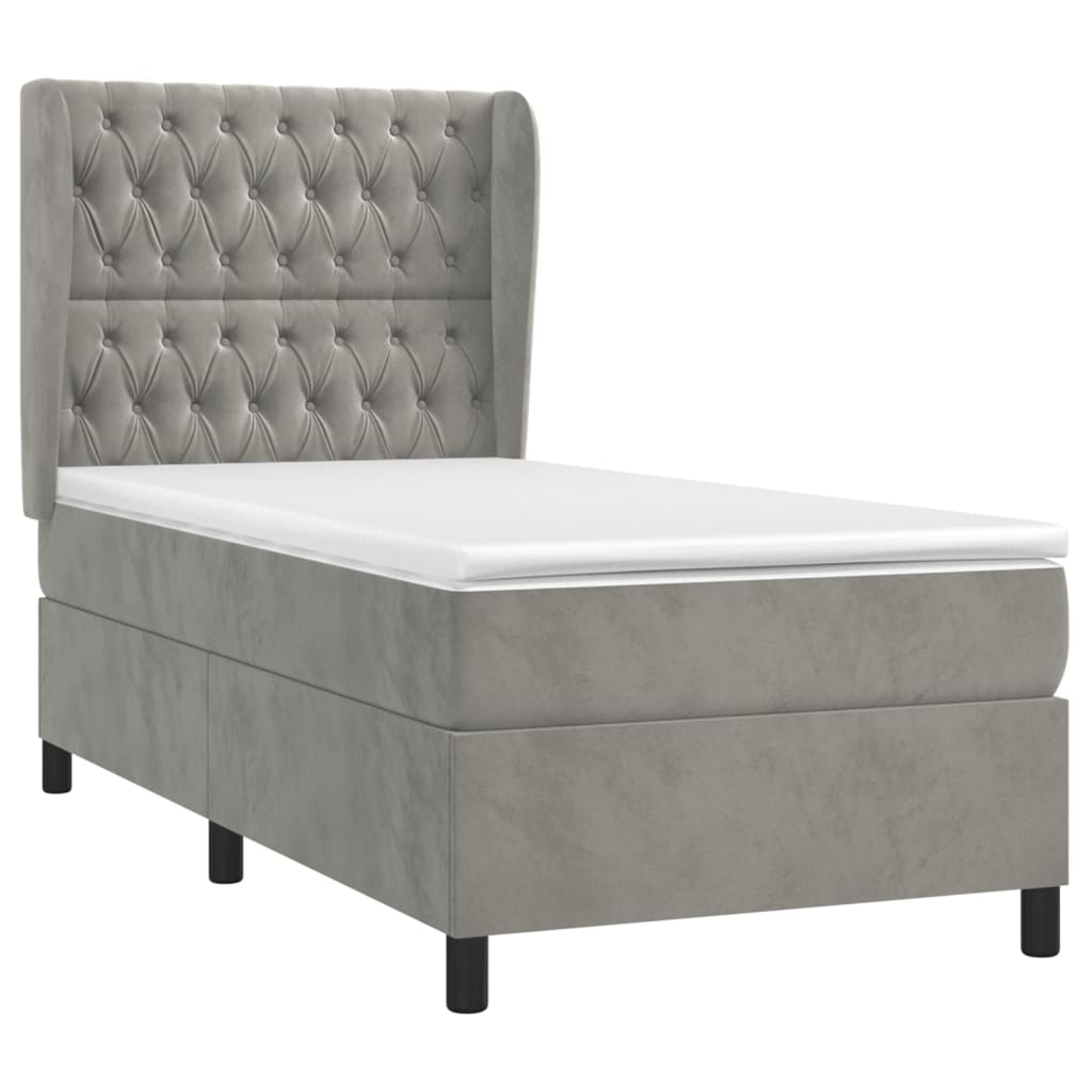 Sommier à lattes de lit et matelas Gris clair 90x190 cm Velours - XIOS