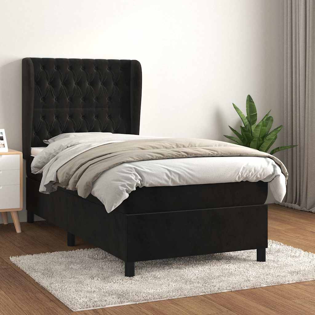 Sommier à lattes de lit avec matelas Noir 90x190 cm Velours - XIOS