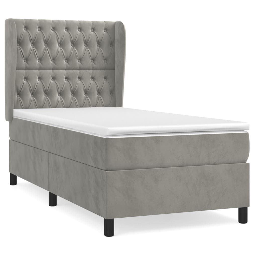 Sommier à lattes de lit et matelas Gris clair 90x200 cm Velours - XIOS