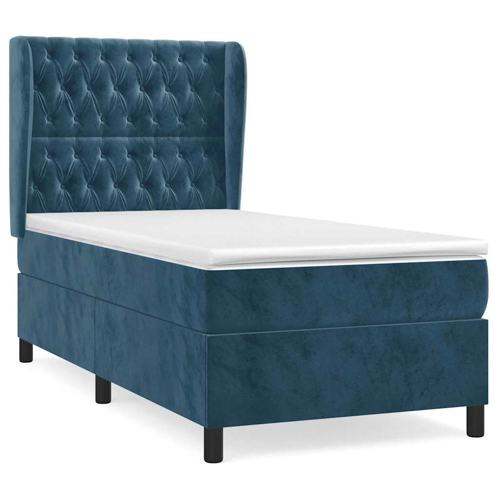 Sommier à lattes de lit avec matelas Bleu foncé 90x200 cm