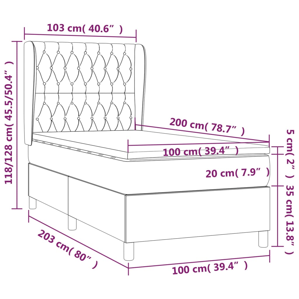 Sommier à lattes de lit avec matelas Gris foncé 100x200 cm - XIOS