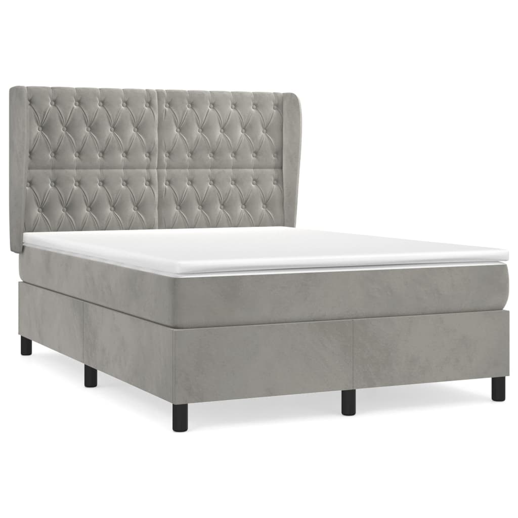 Sommier à lattes de lit et matelas Gris clair 140x190cm Velours - XIOS
