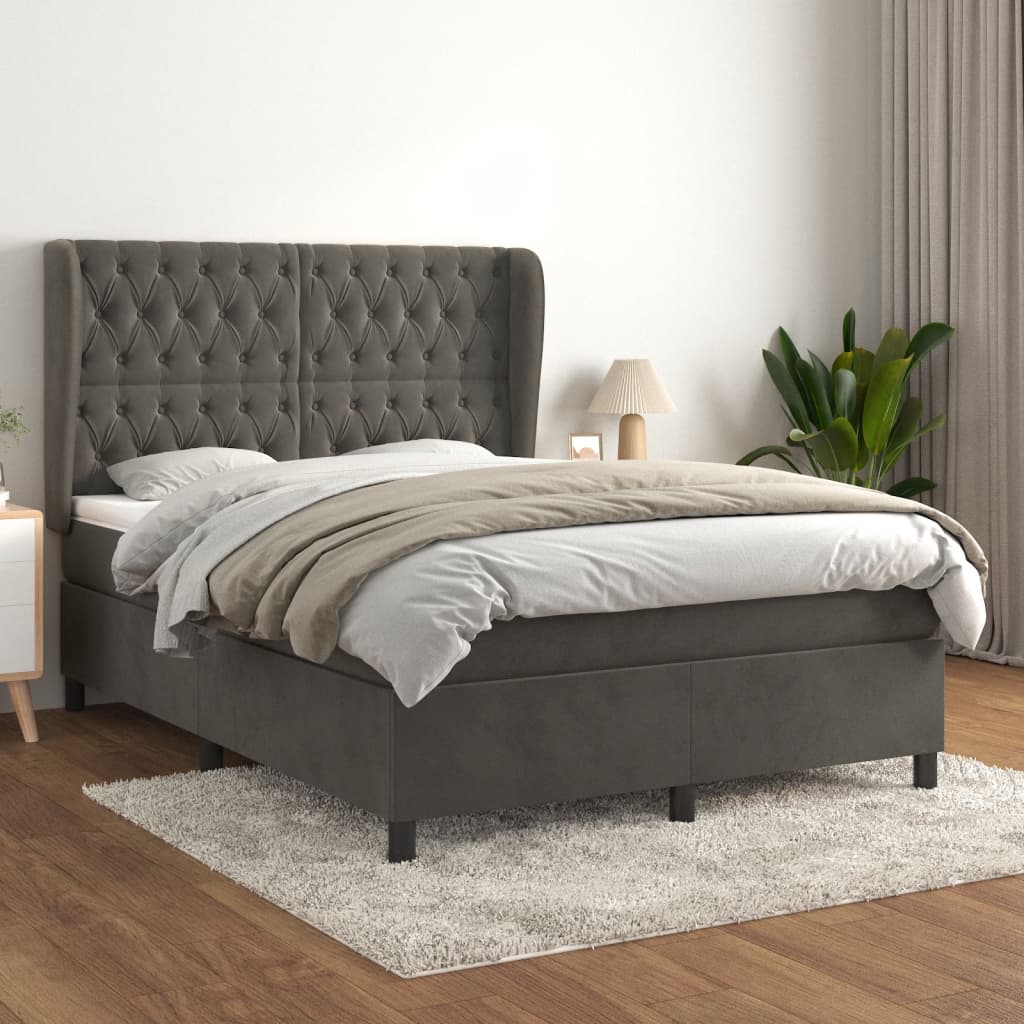Sommier à lattes de lit et matelas Gris foncé 140x190cm Velours - XIOS