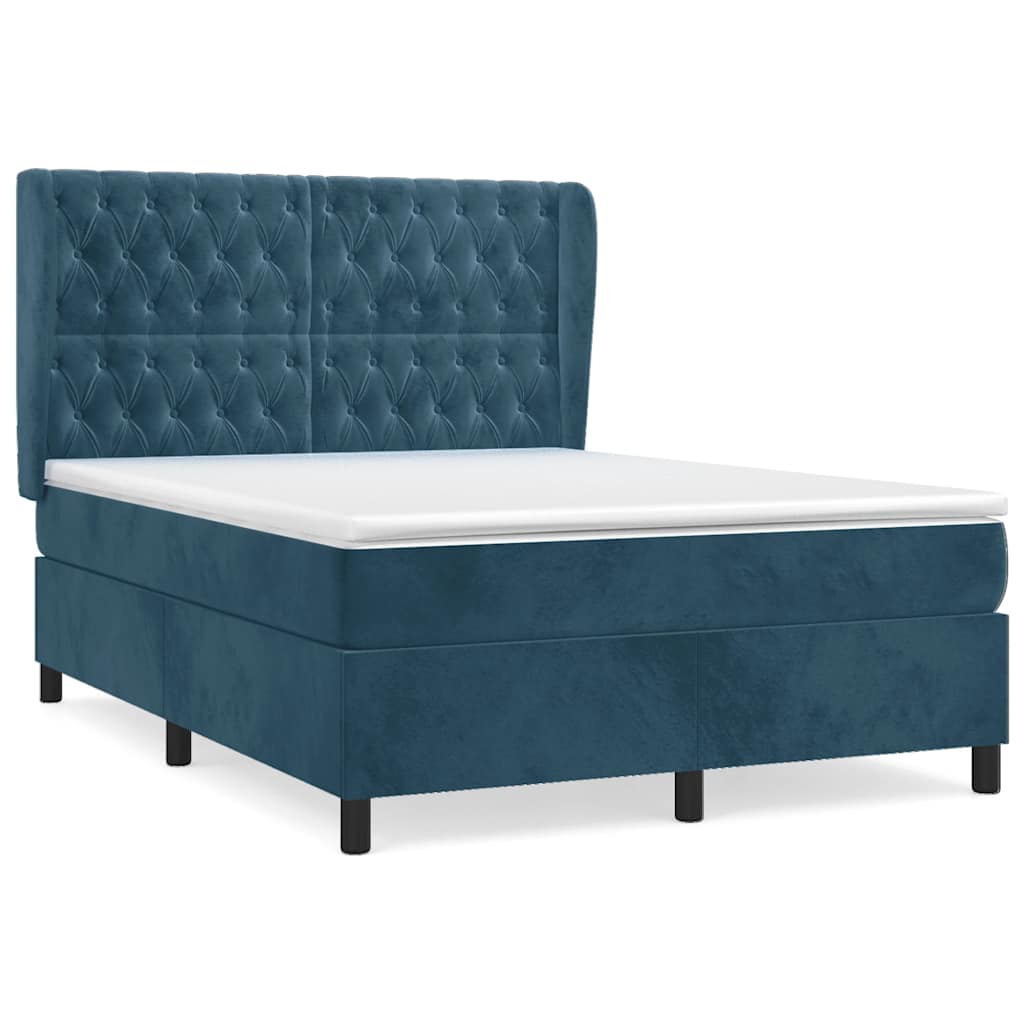 Sommier à lattes de lit et matelas Bleu foncé 140x190cm Velours - XIOS