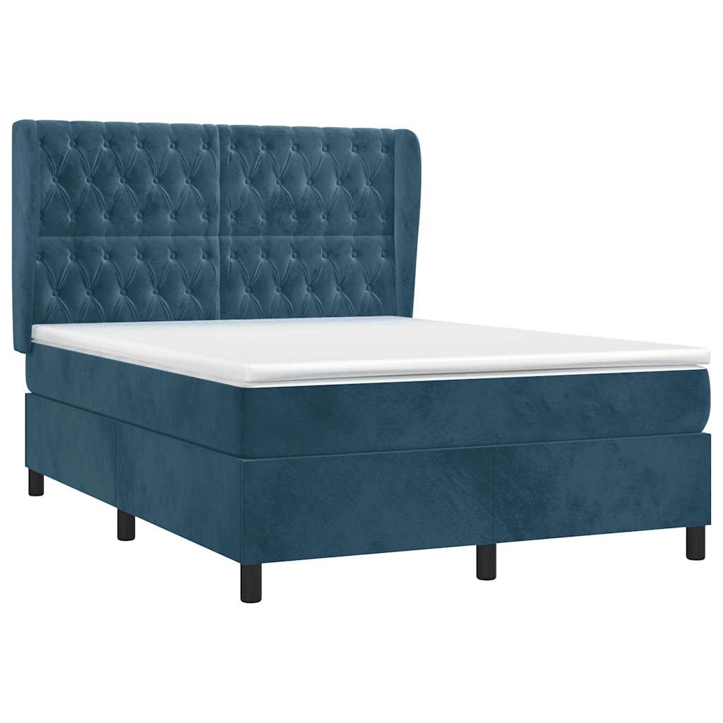 Sommier à lattes de lit et matelas Bleu foncé 140x190cm Velours - XIOS