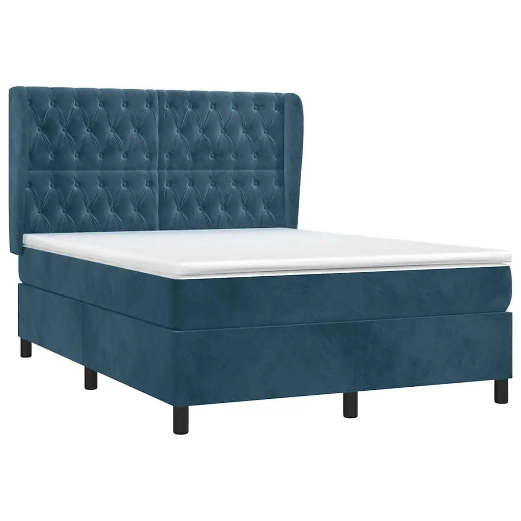 Sommier à lattes de lit et matelas Bleu foncé 140x190cm Velours - XIOS