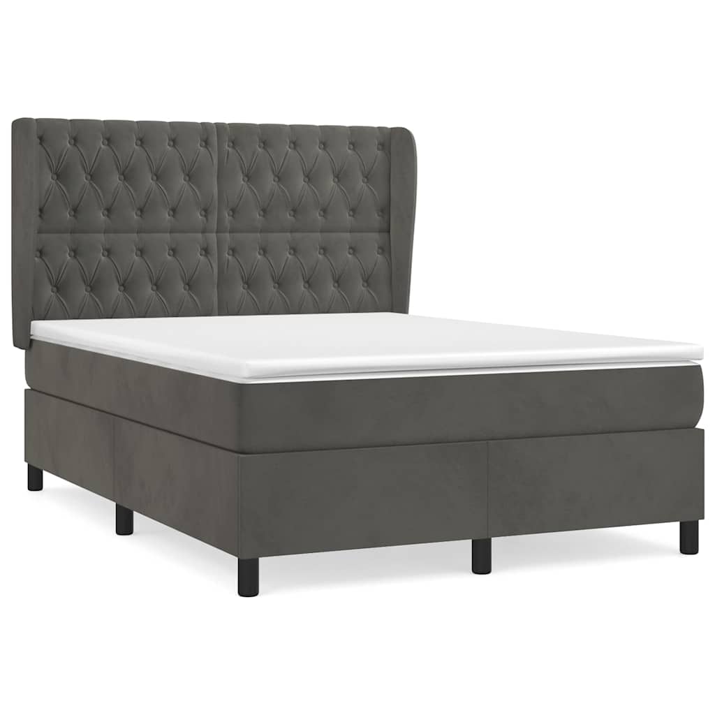 Sommier à lattes de lit et matelas Gris foncé 140x200cm Velours - XIOS