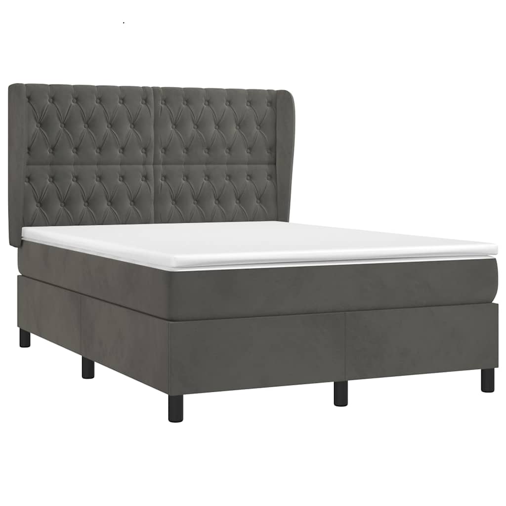 Sommier à lattes de lit et matelas Gris foncé 140x200cm Velours - XIOS