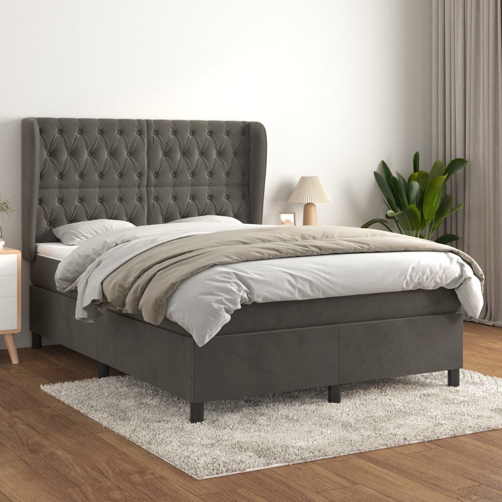 Sommier à lattes de lit et matelas Gris foncé 140x200cm Velours - XIOS