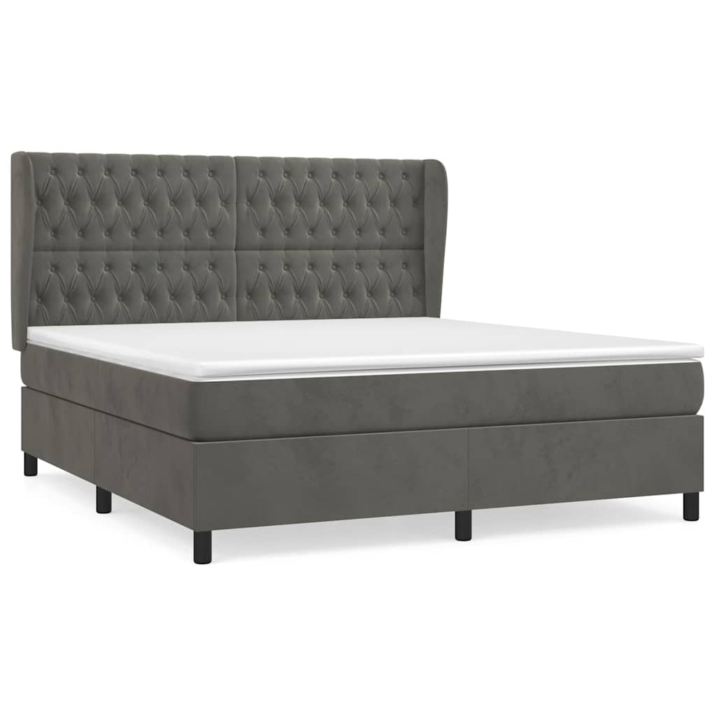 Sommier à lattes de lit et matelas Gris foncé 160x200cm Velours - XIOS