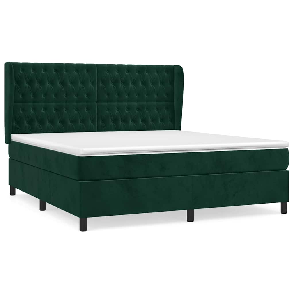 Sommier à lattes de lit et matelas Vert foncé 160x200cm Velours