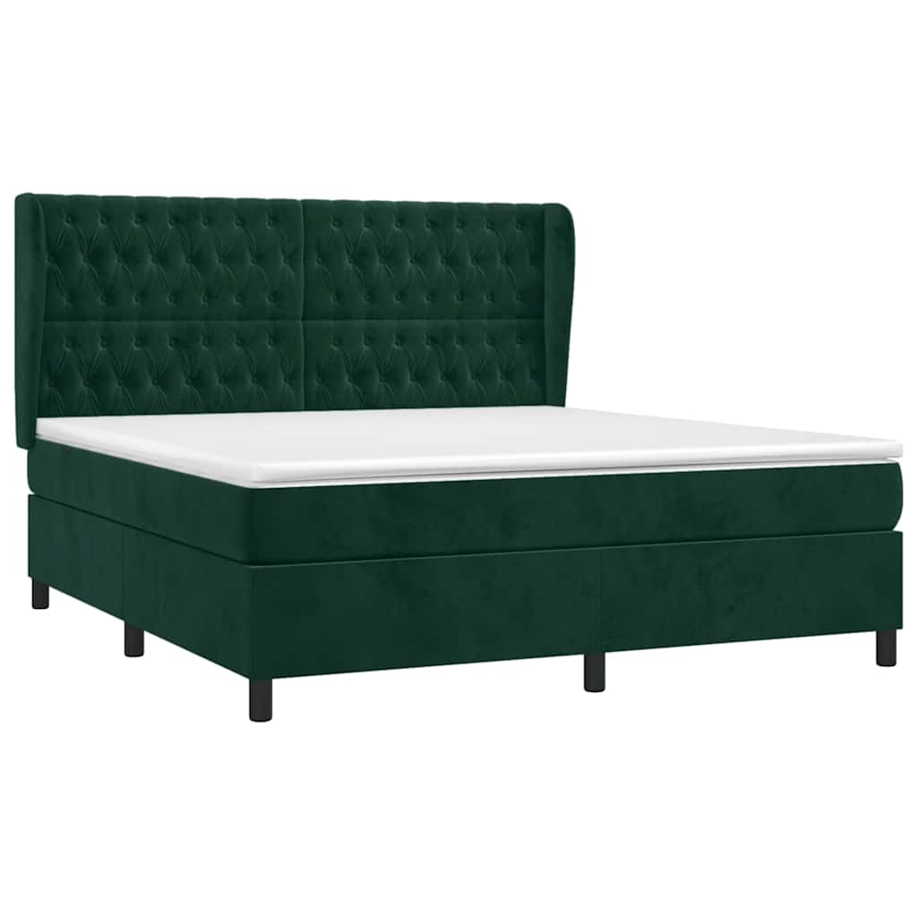Sommier à lattes de lit et matelas Vert foncé 160x200cm Velours