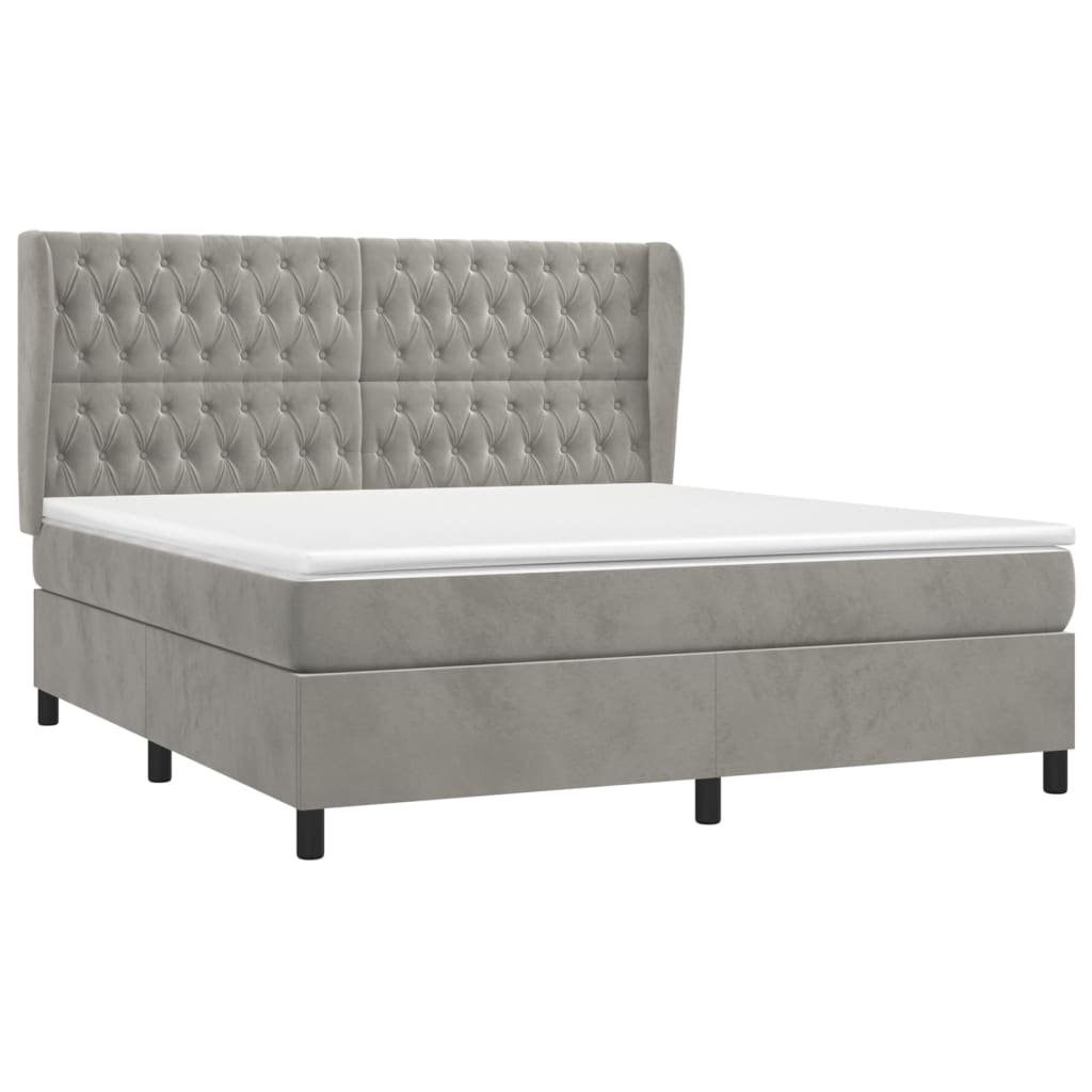 Sommier à lattes de lit et matelas Gris clair 180x200cm Velours - XIOS
