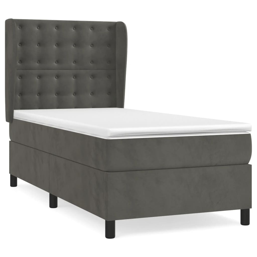 Sommier à lattes de lit et matelas Gris foncé 80x200 cm Velours - XIOS
