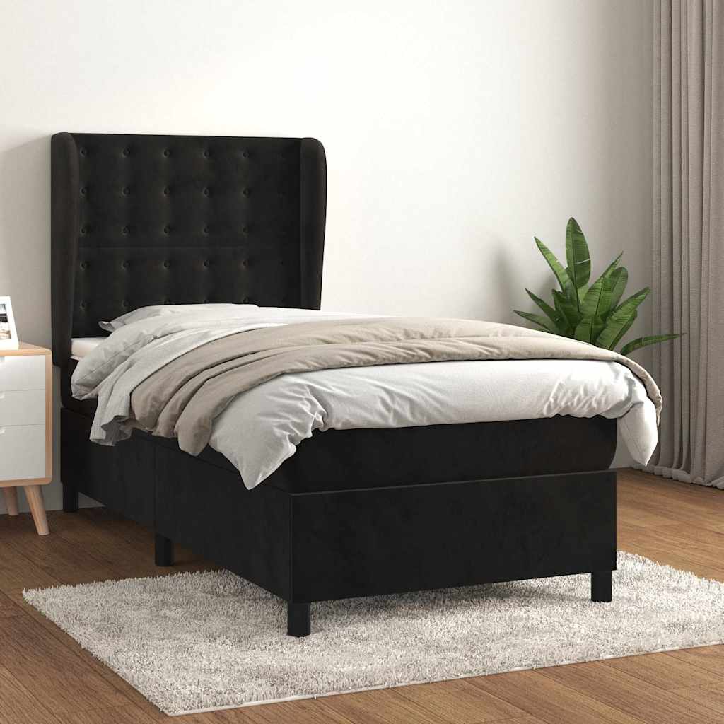 Sommier à lattes de lit et matelas Noir 80x200 cm Velours - XIOS
