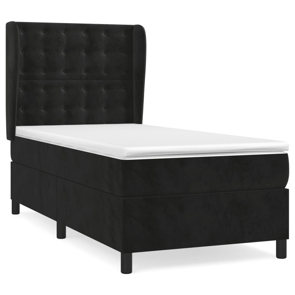 Sommier à lattes de lit avec matelas Noir 90x190 cm Velours - XIOS