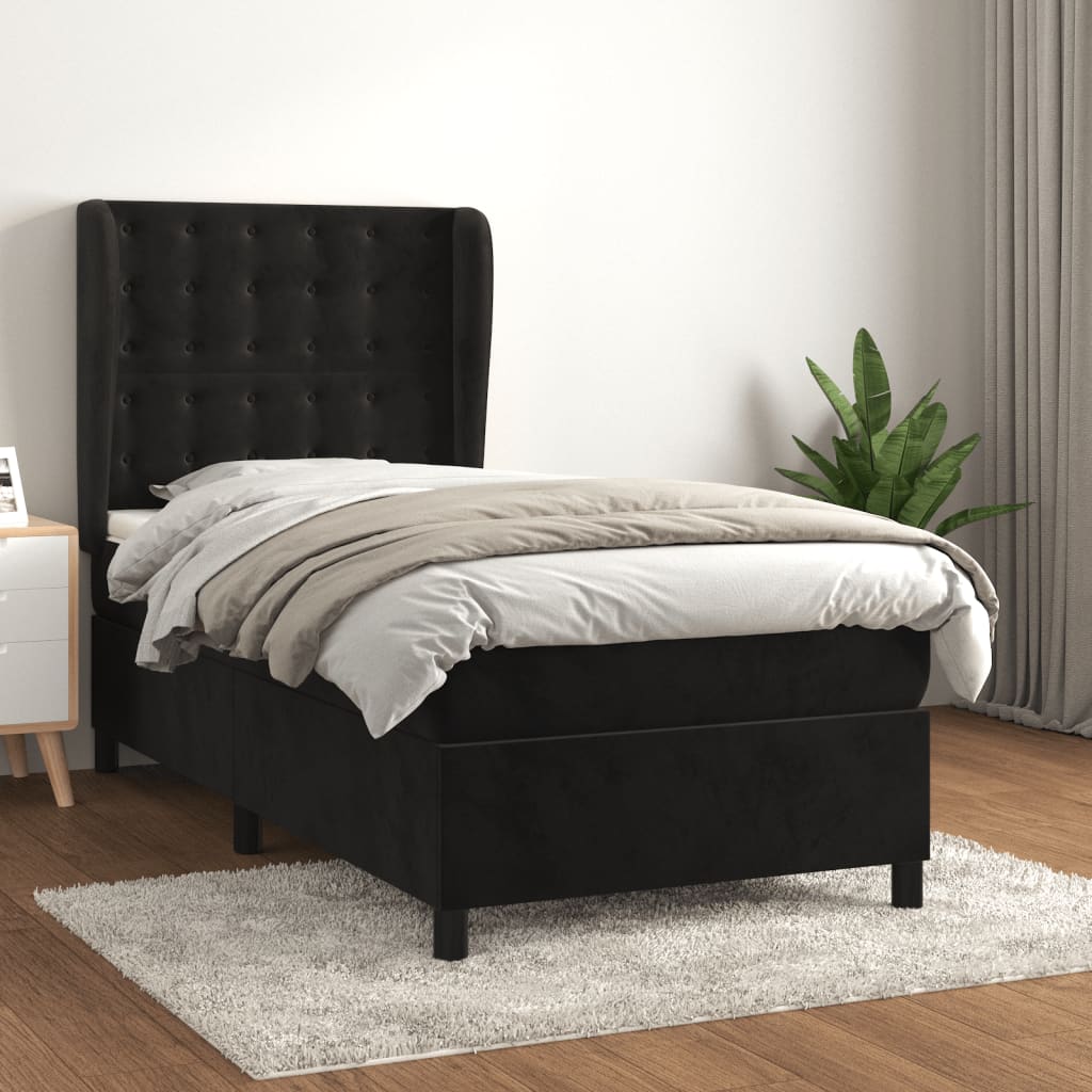 Sommier à lattes de lit avec matelas Noir 90x190 cm Velours - XIOS