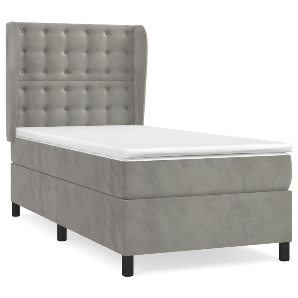 Sommier à lattes de lit et matelas Gris clair 90x200 cm Velours - XIOS