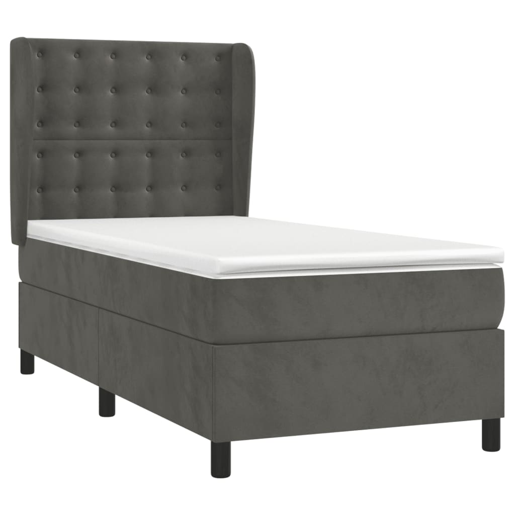 Sommier à lattes de lit et matelas Gris foncé 90x200 cm Velours - XIOS