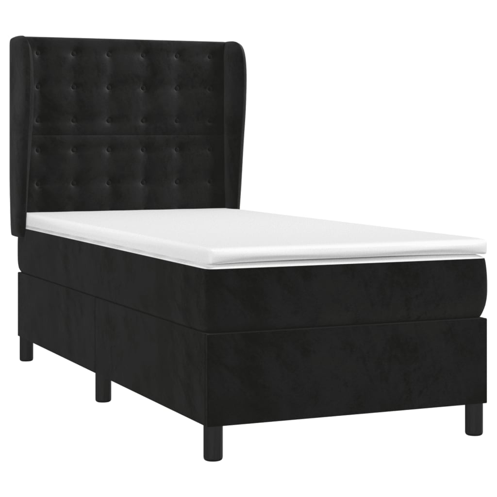 Sommier à lattes de lit avec matelas Noir 90x200 cm Velours - XIOS