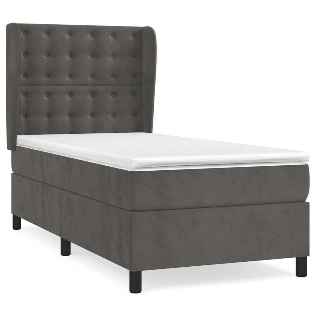 Sommier à lattes de lit avec matelas Gris foncé 100x200 cm
