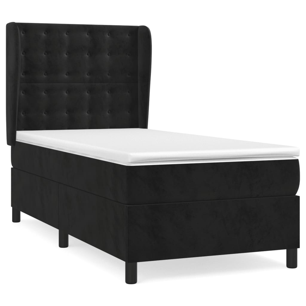 Sommier à lattes de lit avec matelas Noir 100x200 cm Velours - XIOS