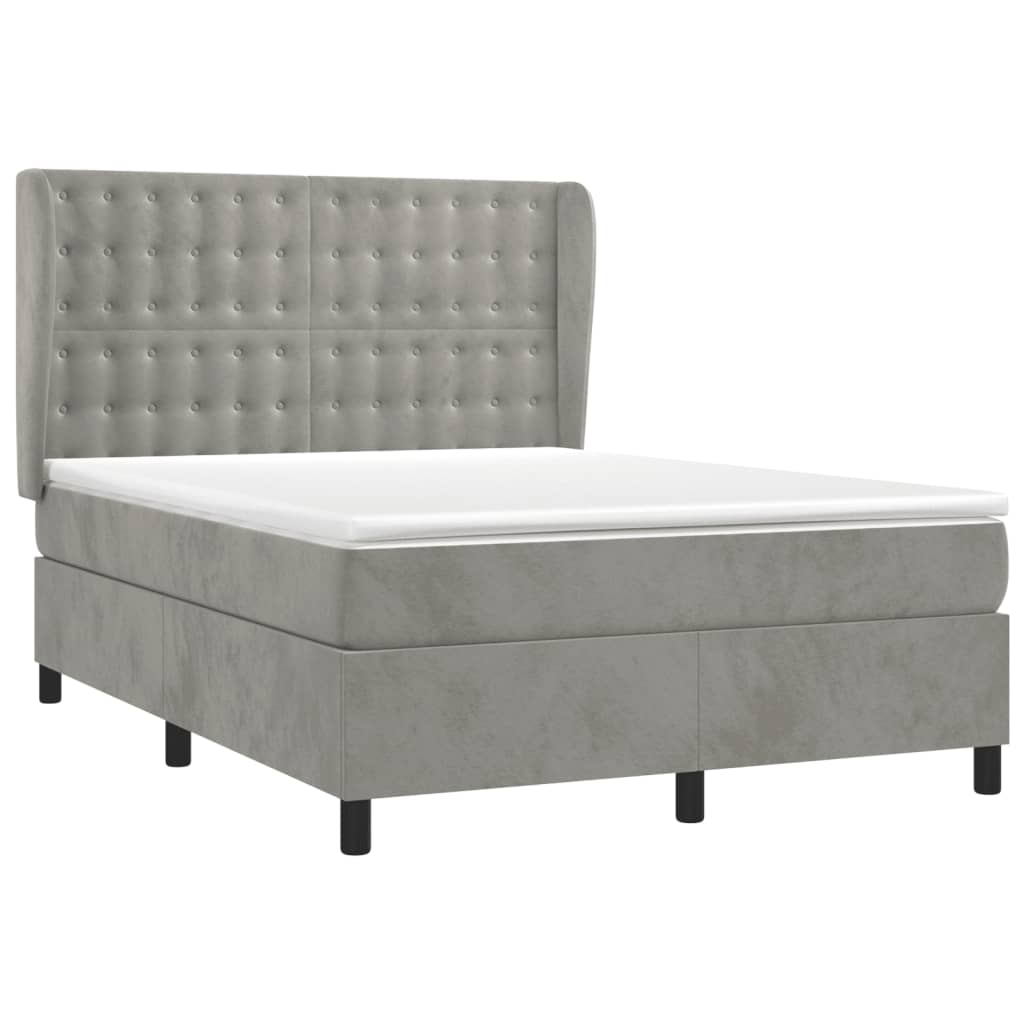 Sommier à lattes de lit et matelas Gris clair 140x190cm Velours - XIOS