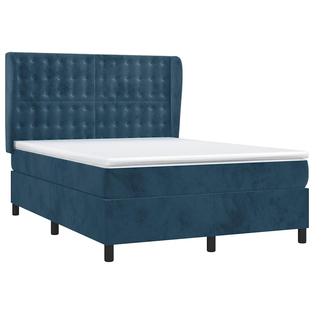 Sommier à lattes de lit et matelas Bleu foncé 140x190cm Velours - XIOS