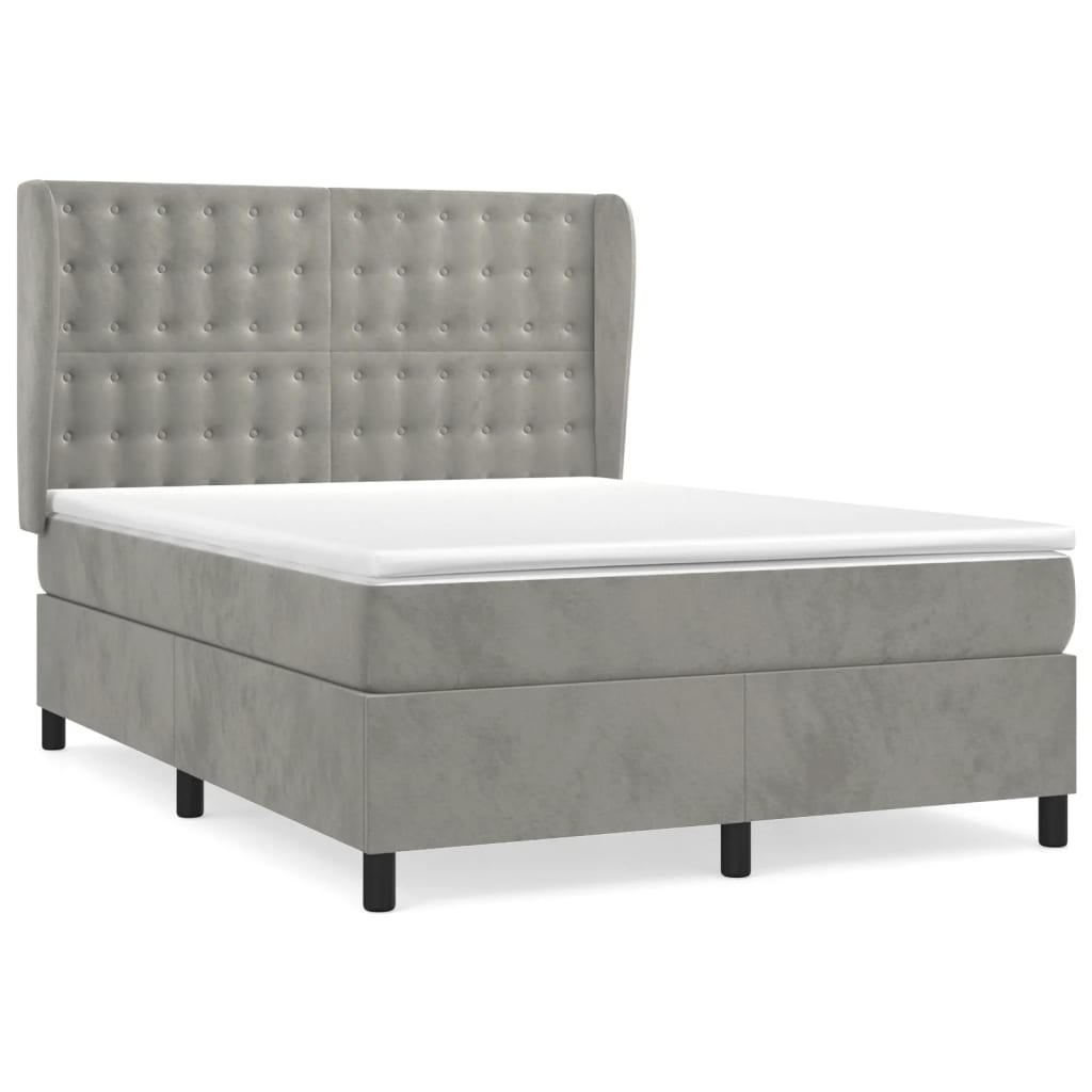 Sommier à lattes de lit et matelas Gris clair 140x200cm Velours - XIOS