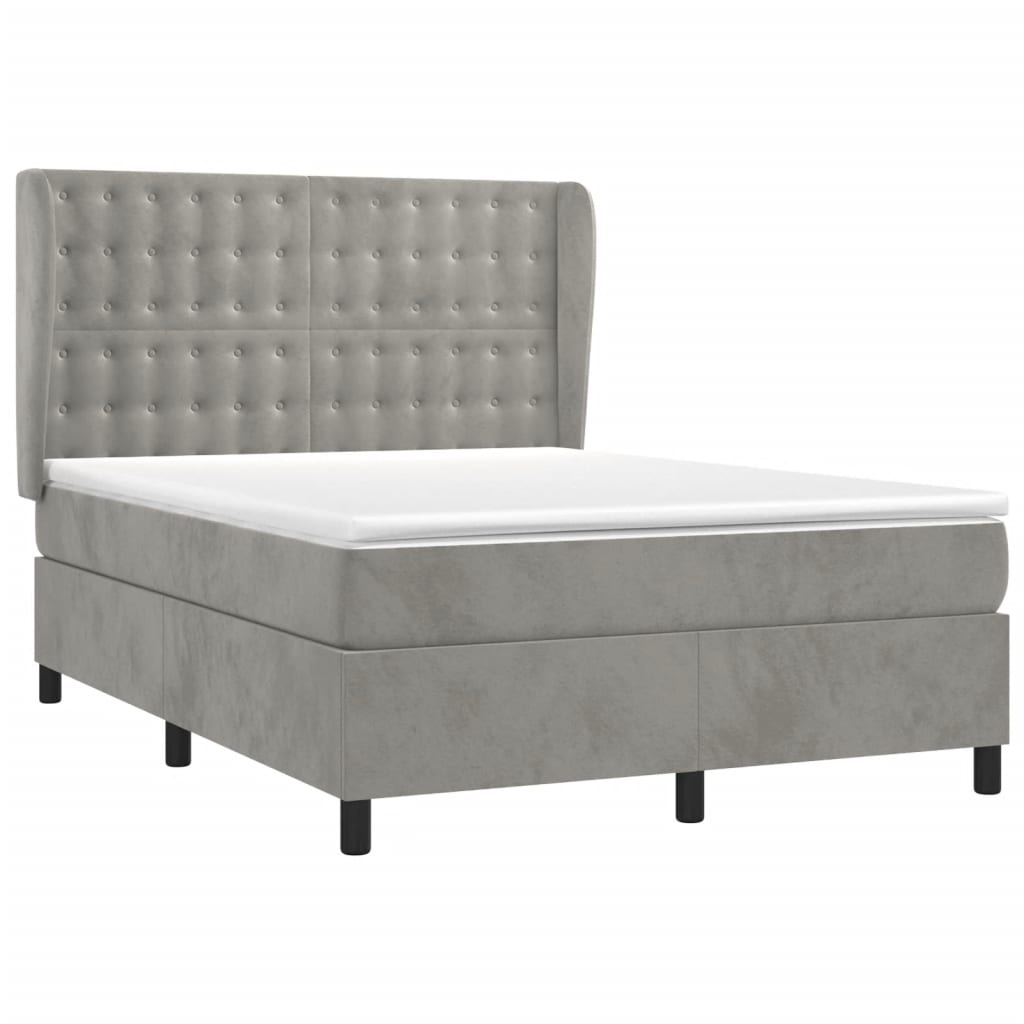 Sommier à lattes de lit et matelas Gris clair 140x200cm Velours - XIOS