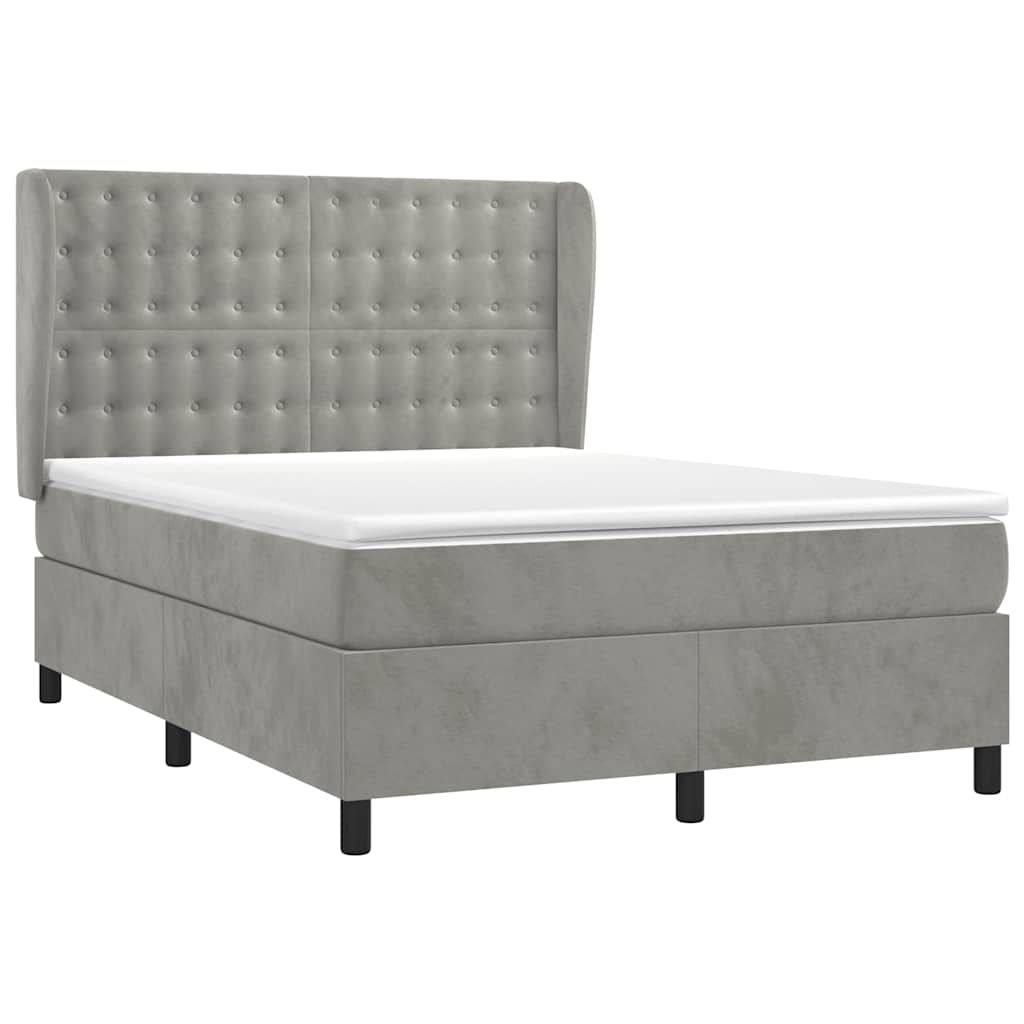 Sommier à lattes de lit et matelas Gris clair 140x200cm Velours